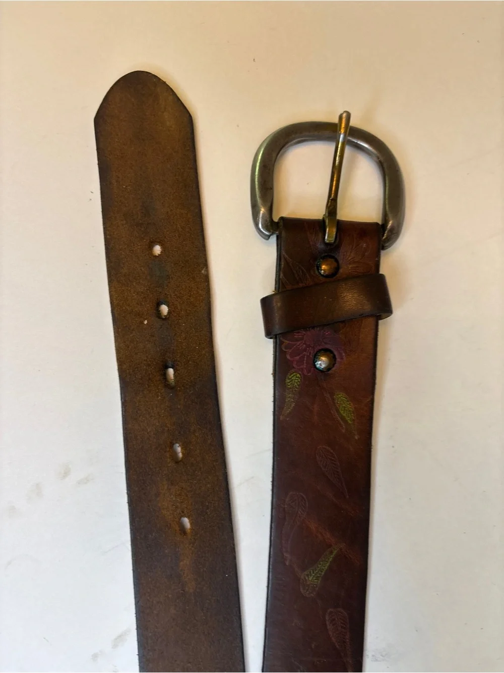 Tex Tan tooled Leather Men's Belt with Floral Detail